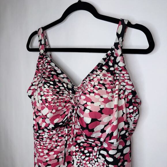 Swim 365 Women’s Speckled Tankini Swim Top Pink Black Size 20 - Picture 3 of 6